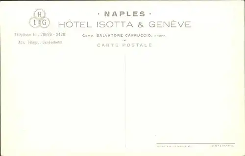 Naples New York Hotel Isotta und Geneve Kat. Naples