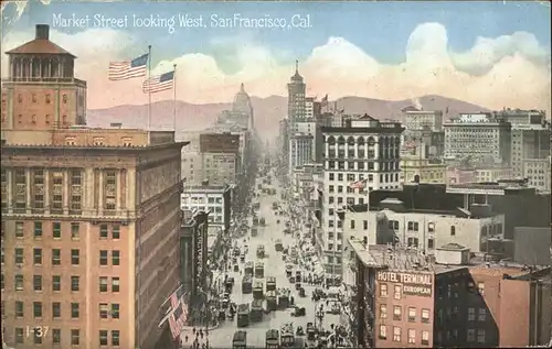 San Francisco California Market Street looking West Kat. San Francisco
