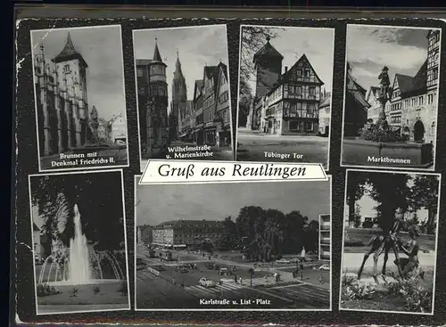 Reutlingen Marktbrunnen Karlstrasse List Platz Wilhelmstrasse Marien Kirche  Tuebingertor