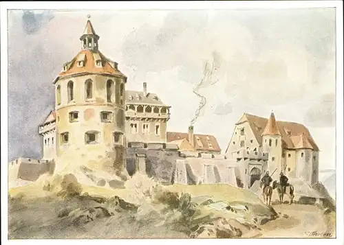 Heidenheim Brenz Burg Hellenstein nach einem Aquarell von Kuenstler R. Thelen / Heidenheim an der Brenz /Heidenheim LKR