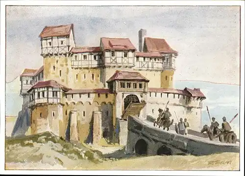 Heidenheim Brenz Stauffenburg nach Aquarell von Kuenstler R. Thelen / Heidenheim an der Brenz /Heidenheim LKR