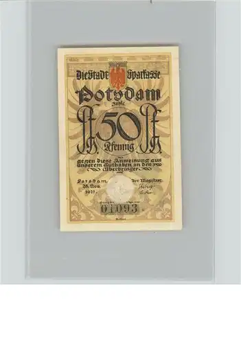 Potsdam Sparkasse 50 Pfennig Gutschein / Potsdam /Potsdam Stadtkreis