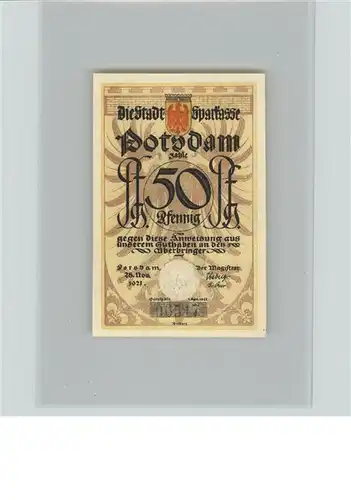 Potsdam Sparkasse 50 Pfennig Gutschein / Potsdam /Potsdam Stadtkreis