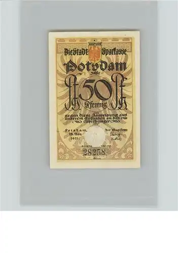 Potsdam Sparkasse 50 Pfennig Gutschein / Potsdam /Potsdam Stadtkreis