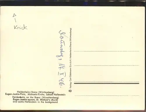 Heidenheim Brenz Eugen Jaekle Platz, Michaels Kirche, Schloss Hellenstein / Heidenheim an der Brenz /Heidenheim LKR