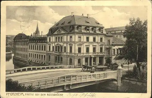 Pforzheim Rossbruecke Pferdefuhrwerk Kat. Pforzheim