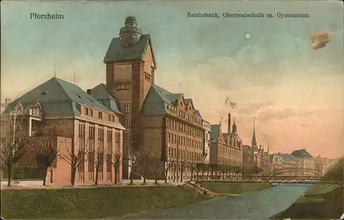 Pforzheim Reichsbank Oberrealschule Gymnasium Kat. Pforzheim