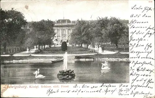 Ludwigsburg Schloss Schlossteich Schwaene Kat. Ludwigsburg