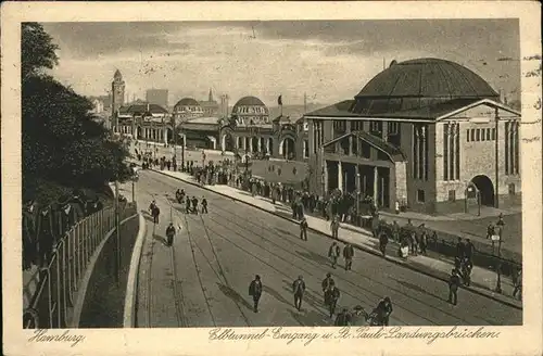 Hamburg Elbtunnel Eingang Kat. Hamburg