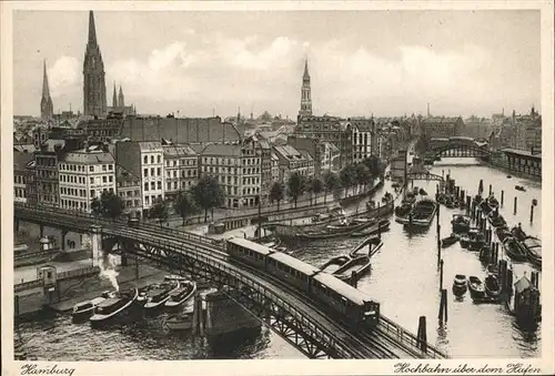 Hamburg Hochbahn ueber Hafen Kat. Hamburg