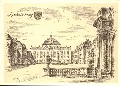 Ludwigsburg SchloÃŸhof Kuenstlerkarte Kat. Ludwigsburg