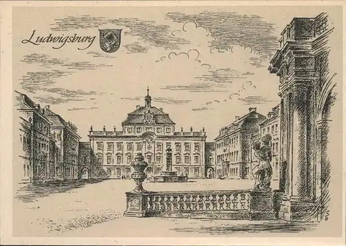 Ludwigsburg Kuenstlerkarte [L. Schaefer-Grohe] Kat. Ludwigsburg