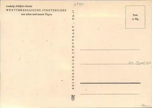 Ludwigsburg Kuenstlerkarte [L. Schaefer-Grohe] Kat. Ludwigsburg