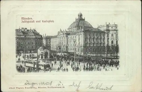 Muenchen Justizpalast Karlsplatz Strassenbahn  Kat. Muenchen