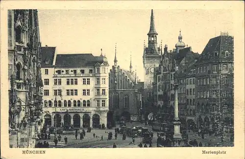 Muenchen Marienplatz Kutsche Strassenbahn Kat. Muenchen