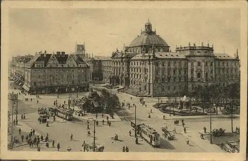 Muenchen Karlsplatz Justizpalast Strassenbahn Kat. Muenchen