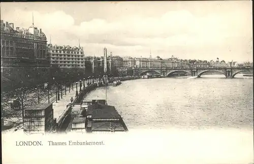 London Thames Embankement Schiffe  Bruecke Kat. City of London