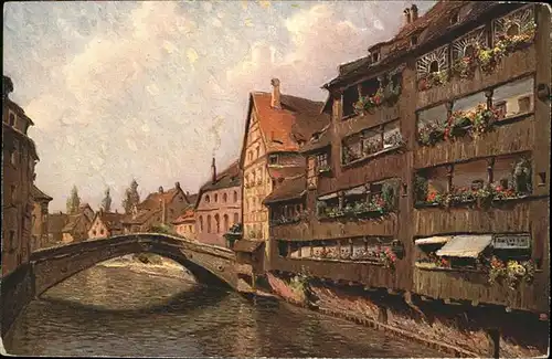 Nuernberg Alte Haeuser Museumsbruecke / Nuernberg /Nuernberg Stadtkreis