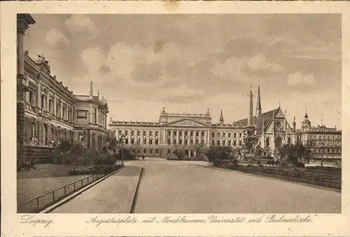 Leipzig Augustusplatz Mendebrunnen Universitaet Paulinerkirche / Leipzig /Leipzig Stadtkreis