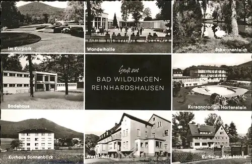 Bad Wildungen Schwanenteich Kurhaus Alte Muehle Kurhaus Sonnenblick Badehaus Wandelhalle / Bad Wildungen /Waldeck-Frankenberg LKR