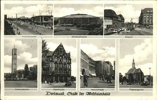 Dortmund BAhnhof Westfalenhalle Kirche  Hansastrasse Stadthaus Nikolai#i  / Dortmund /Dortmund Stadtkreis