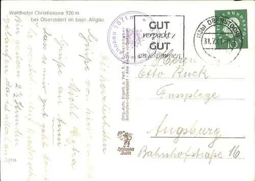 Oberstdorf Waldhotel Christlessee / Oberstdorf /Oberallgaeu LKR
