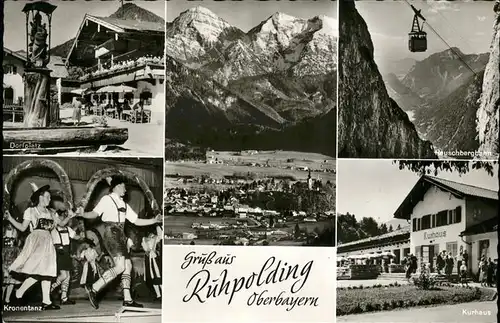 Ruhpolding Dorfplatz Kronentanz Rauschbergbahn Kurhaus / Ruhpolding /Traunstein LKR