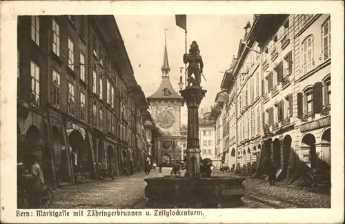 Bern BE Bern Marktgasse Zaehringerbrunnen Zeitglockenturm x / Bern /Bz. Bern City