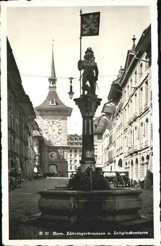 Bern BE Bern Zaehringerbrunnen Zeitglockenturm * / Bern /Bz. Bern City