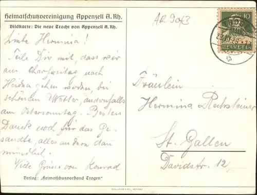 Appenzell IR Appenzell Tracht Kuenstler Tanner x / Appenzell /Bz. Appenzell IR