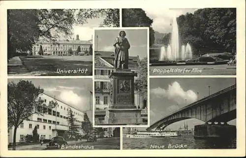 Bonn Rhein Bonn [Stempelabschlag] Universitaet Pappelsdorfer Allee Bundeshaus Bruecke x / Bonn /Bonn Stadtkreis