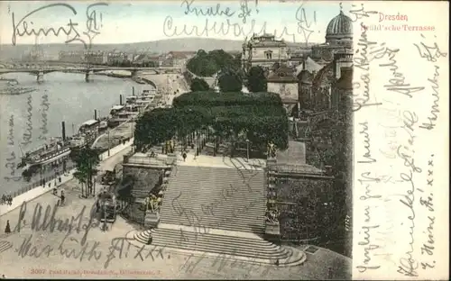 Dresden Dresden Bruehlsche Terasse Boot Bruecke x / Dresden Elbe /Dresden Stadtkreis