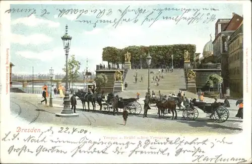 Dresden Dresden Kutsche Treppe Bruehlische Terasse x / Dresden Elbe /Dresden Stadtkreis