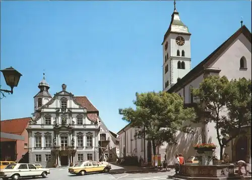 Wangen Allgaeu Wangen Allgaeu Marktplatz Rathaus St Matins Kirche  Brunnen * / Wangen im Allgaeu /Ravensburg LKR