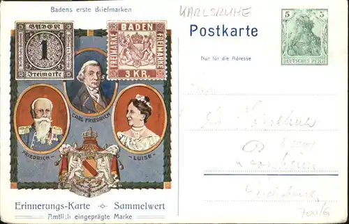 Karlsruhe Karlsruhe [handschriftlich] Badens erste Briefmarken * / Karlsruhe /Karlsruhe LKR