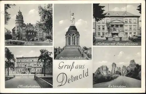 Detmold Detmold Schloss Musikakademie Hermanns Denkmal Rathaus Donopbrunnen Externsteine x / Detmold /Lippe LKR