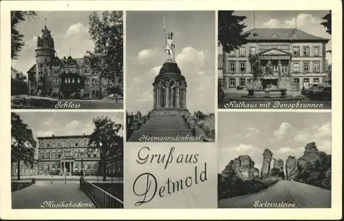 Detmold Detmold Schloss Musikakademie Hermanns Denkmal Rathaus Donopbrunnen Externsteine * / Detmold /Lippe LKR