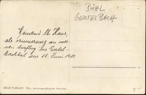 Buehl Baden Buehl Baden [Handschriftlich] Gertelsbach * / Buehl /Rastatt LKR