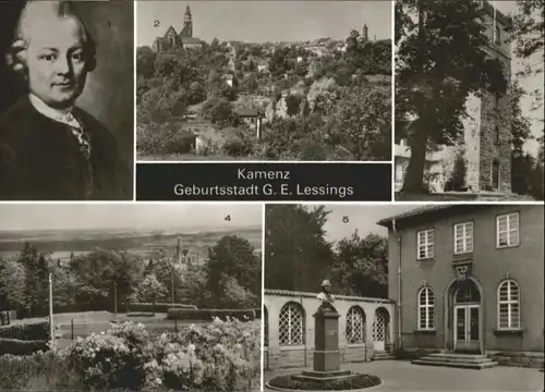 Kamenz Sachsen Kamenz G. E. Lessing nach einem oelgemaelde von Anton Graff Lessingturm Hutberg Lessingdenkmal * / Kamenz /Bautzen LKR