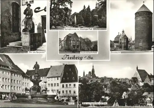 Freiberg Sachsen Freiberg Sachsen Bergmann Denkmal Springbrunnen Donatsturm Markt x / Freiberg /Mittelsachsen LKR