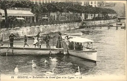 hw00820 Genf GE Embarcadere du Grand Quai 
Cygnes Kategorie. Genf Alte Ansichtskarten