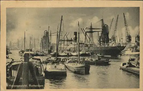 kk12196 Rotterdam Havengezicht Hafen Schiff Kategorie. Rotterdam Alte Ansichtskarten