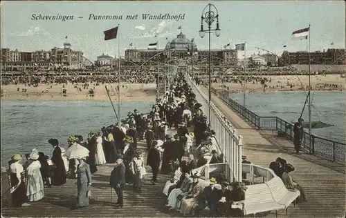 Scheveningen Panorama met Wandelhoofd Strand Bruecke Kat. Scheveningen