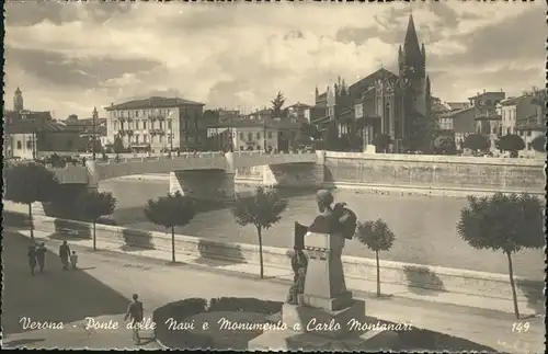 Verona Veneto Ponte delle Navi e Monumento a Carlo Montanari Kat. Verona