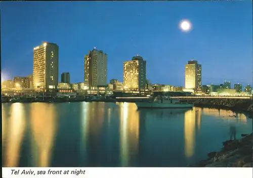 Tel Aviv Sea front at night Strand bei Vollmond Kat. Tel Aviv