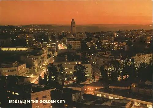 Jerusalem Yerushalayim Partial view of the golden city at night / Israel /