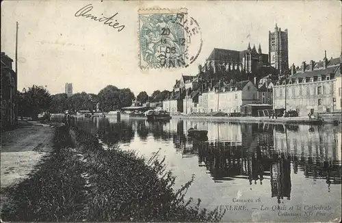 Auxerre les quais la Cathedrale Kat. Auxerre