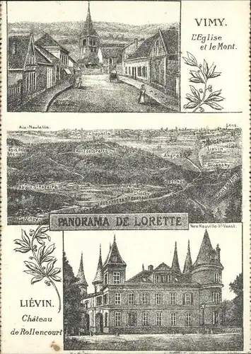 Vimy l Eglise le Mont Lievin Chateau de Rollencourt Kat. Vimy