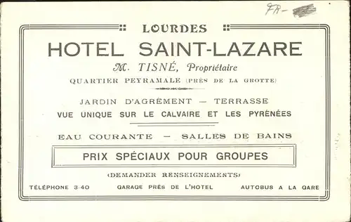 Lourdes Hautes Pyrenees Hotel Saint Lazare Kat. Lourdes