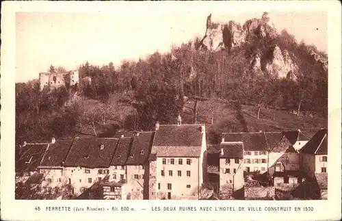 Ferrette Haut Rhin Ruines chateau Hotel de Ville Kat. Ferrette